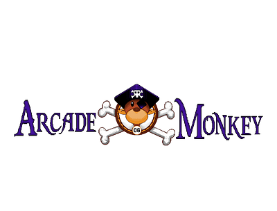 Arcade Monkey Logo arcade branding cogwurx design illustration logo monkey pirate pixel pixel art retro