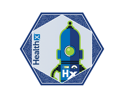Healthx Coaster blue brand branding coaster cogwurx corporate design hexagon illustration logo robot swag vector