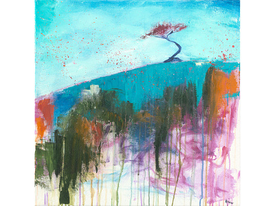 Windy Day 02 abstract abstract expressionism cogwurx expressionism impressionism landscape oil painting square tree wind