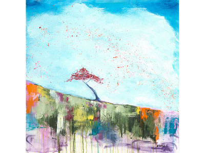 Windy Day 04 abstract cogwurx expressionism illustration impressionism landscape oil painting organic square tree wind