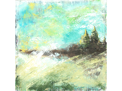 Morning Mist abstract cogwurx expressionism illustration impressionism landscape nature oil painting organic square