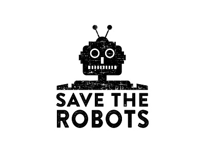Series 01 - Save the Robots cogwurx design funny humor illustration logo metal retro robot square tin robot typography