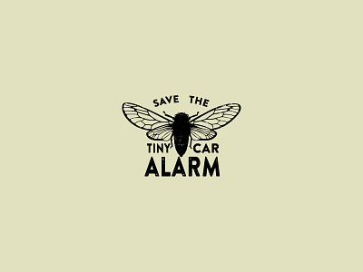 Save the Tiny Car Alarm bug cicada cogwurx design funny humor illustration logo retro