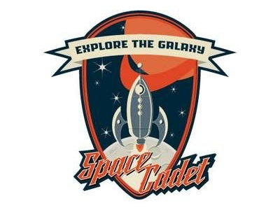 Space Cadet badge cadet cogwurx futurism logo retro rocket sci fi science ship space typography
