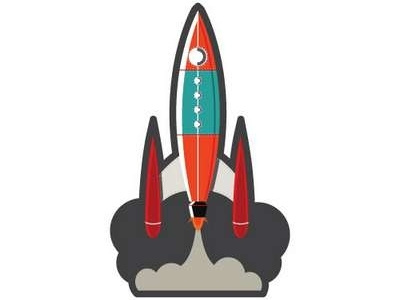 Retro Rocket 1950s cartoon cogwurx fly retro rocket science space sticker