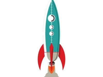 Retro Rocket 1950s cartoon cogwurx fly retro rocket science space sticker