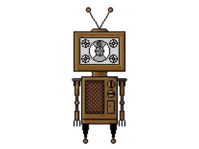 Glom bot cogwurx pixel retro robot sci fi science steampunk tube tv