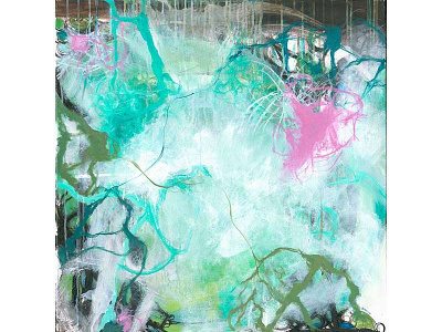 The Queen's Tear abstract abstract expressionism biomorphic blue cogwurx expressionism green jungle organic square teal vines
