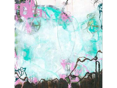 Crossroads abstract abstract expressionism biomorphic blue cogwurx decor expressionism organic pink square teal vines