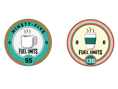 Fuel Units - v1 badge coffee cogwurx coin cup design logo mug retro