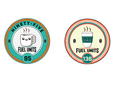 Fuel Units v 2 branding coffee cogwurx coin cup cute design face illustration logo mug retro