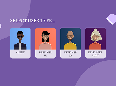 Select user type design illustration ui ux