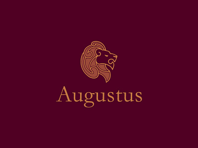 Augustus Logo augustus brand burgundy gold lion logo luxorious