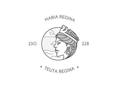 Queen Teuta emblem emblem illustration monochrome outline queen sea vector