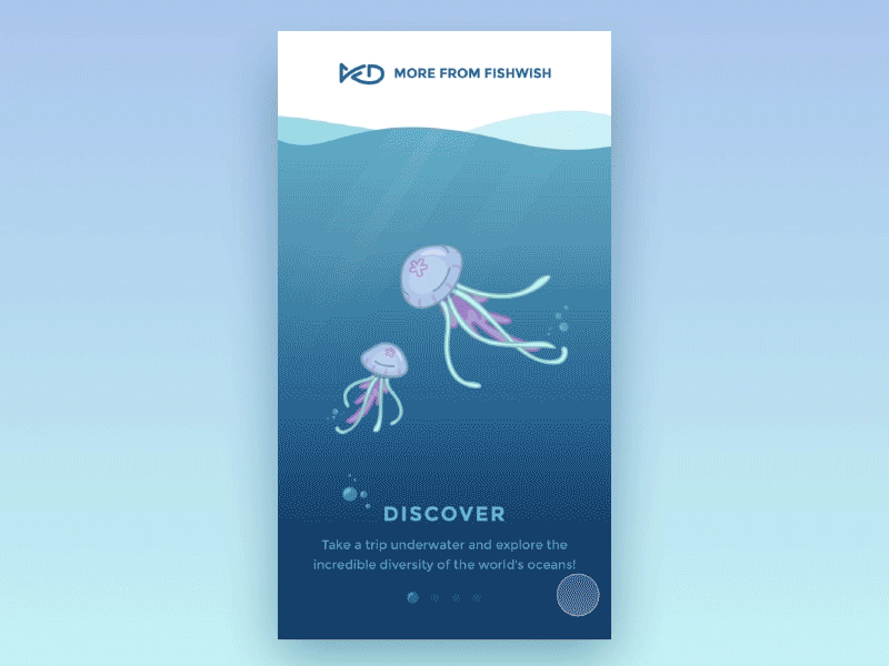 Fishwish app bubbles fish flow illustration jellyfish onboarding seahorse starfish underwater