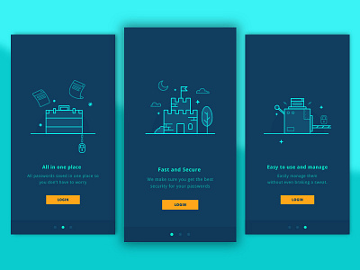Password Manager - Onboarding castle illustration manager onboarding password secure suitcase