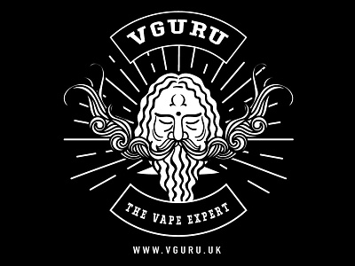 VGuru Logo badge branding emblem hypercompact illustration lettering logo mark london type