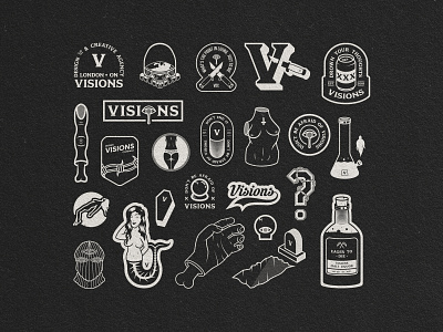 Visions: Collection badge branding design graphic graphic design grunge grungy icon illustration line art logo logotype sticker tattoo vector