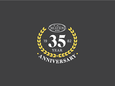 CC Creations 35th Anniversary austin robinson brand cc creations charcoal design gold logo logo design