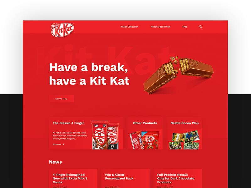 ThirtyUI Challenge #1 - KitKat Homepage gradients homepage red kat kit kitkat ui thirty thirtyui