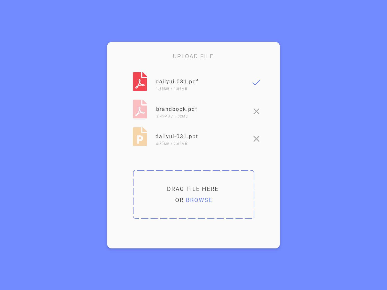 File Upload UI by Darius Kasiulynas on Dribbble