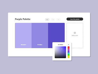 Color Picker UI app color palette color picker dailyui dailyuichallenge design ui web