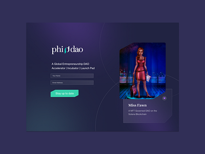 Phi DAO Landing Page branding design desktop illustration landing page logo opt in web web design