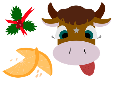 stickers / new year amella bull design illustration logo orange vector