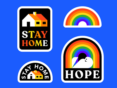 Stickers covid 19 hope icon illustration stayhome stickers vector