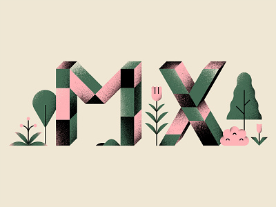 MX design geometric illustration minimal nature plants shapes texture vector