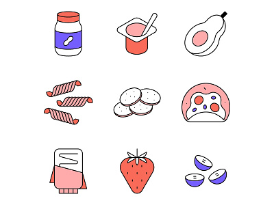 Food icons editorial food geometric icon iconography illustration line minimal vector