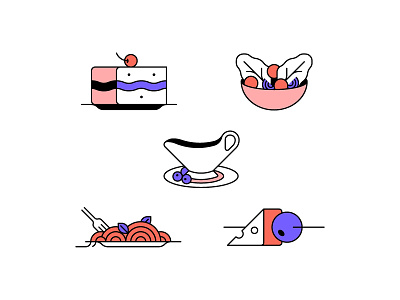 Food Icons - Part 2 design food geometric graphic icon iconography illustration line minimal vector