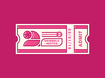 X2 Dribbble Invites design dribbble iconography illustration invite minimal pink ticket vintage