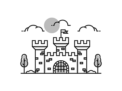 Castle castle icon iconography illustration medieval minimal monoline structure vector