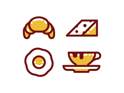 Breakfast breakfast cheese coffee croissant egg icons illustration minimal monoline vector