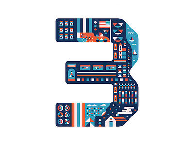 3 3 design geometric illustration number vector