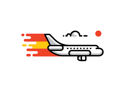 Jetting Off To Spain cloud sun icon iconography illustration jet line plane spain vector