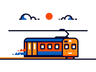 Tram Friend cloud icon iconography illustration line sun tram transport vector