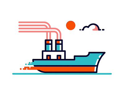 Ship design geometric icon iconography illustration minimal ocean sea ship vector