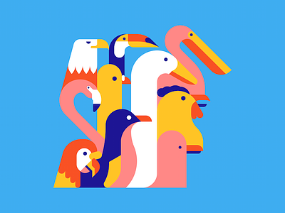For The Birds animals birds bold colour geometric icon illustration minimal shapes vector