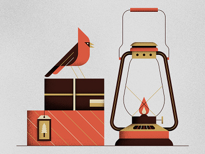 Cardinal & Lantern cardinal christmas gifts holidays illustration lantern vector