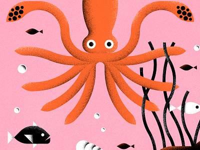 Life Below creatures design geometric illustration minimal sea shapes squid texture vector