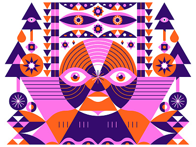 Abstract Being abstract being bold character eyes geometric illustration vector