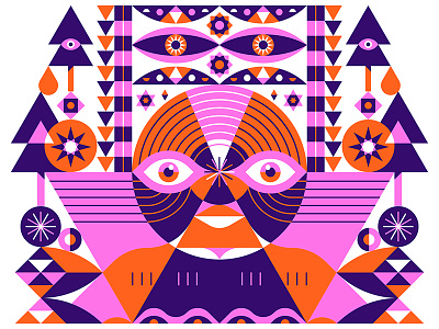 Abstract Being abstract being bold character eyes geometric illustration vector