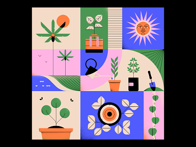 Spring Equinox 2019 design geometric illustration minimal plants shapes spring sun vector