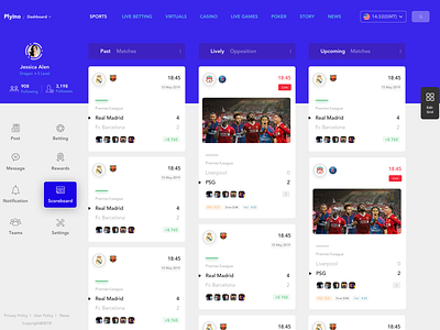 Game -Blue theme Dashboard ui ux web