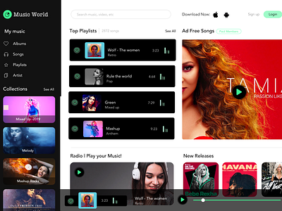 Music Dashboard design ui ux