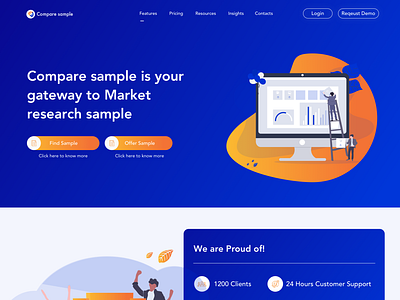 Research sample landing page ux ui website design