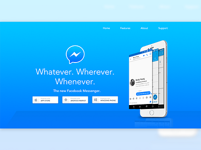 Facebook Messenger App Website Design Study app chat design elegant facebook messenger minimal phone website