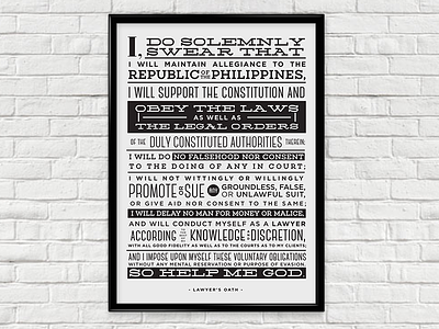 Lawyer's Oath black black and white clean design frame lawyer oath philippines print typography white
